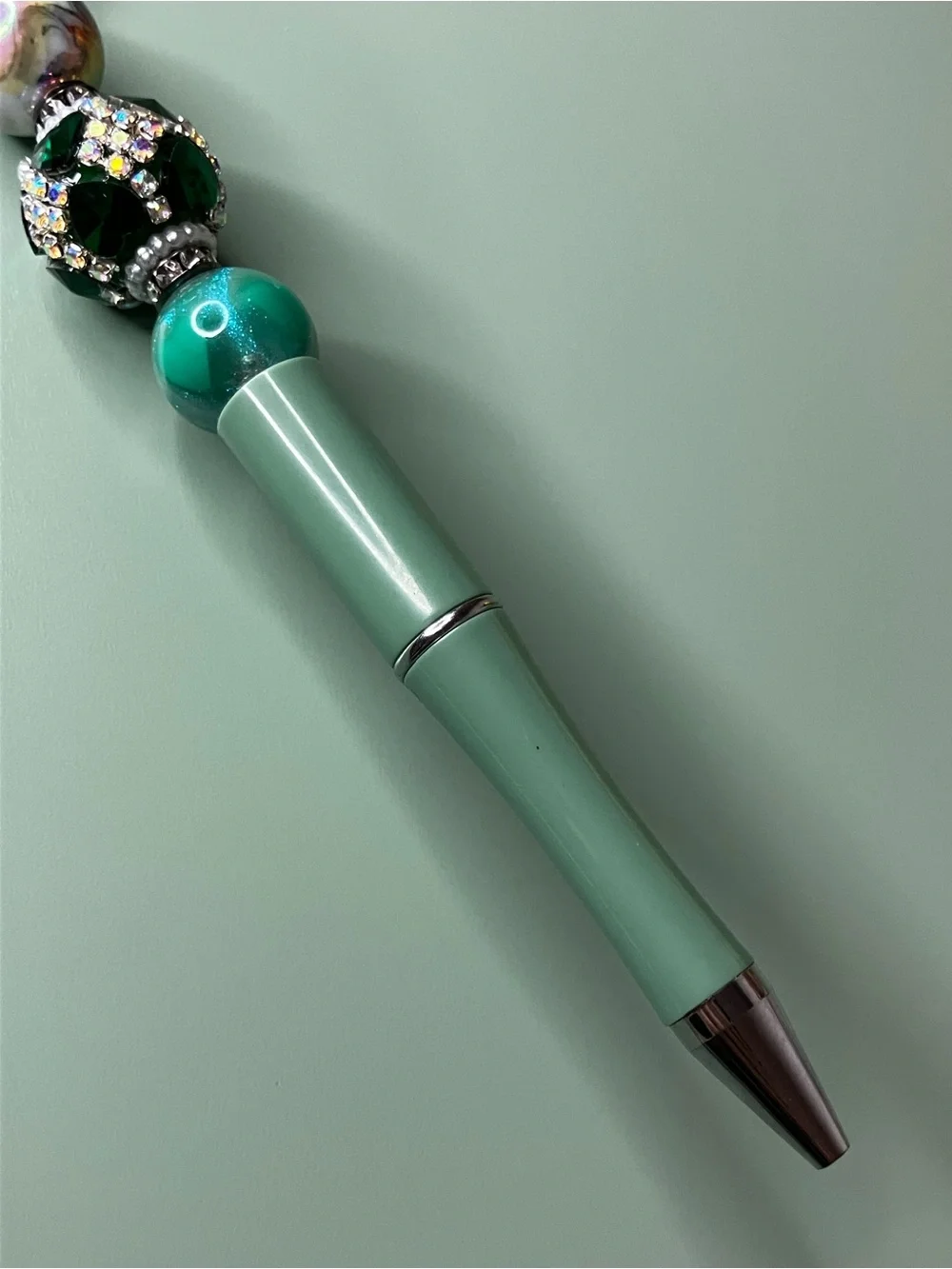 Aquarius Zodiac Green Handmade Beaded Pen